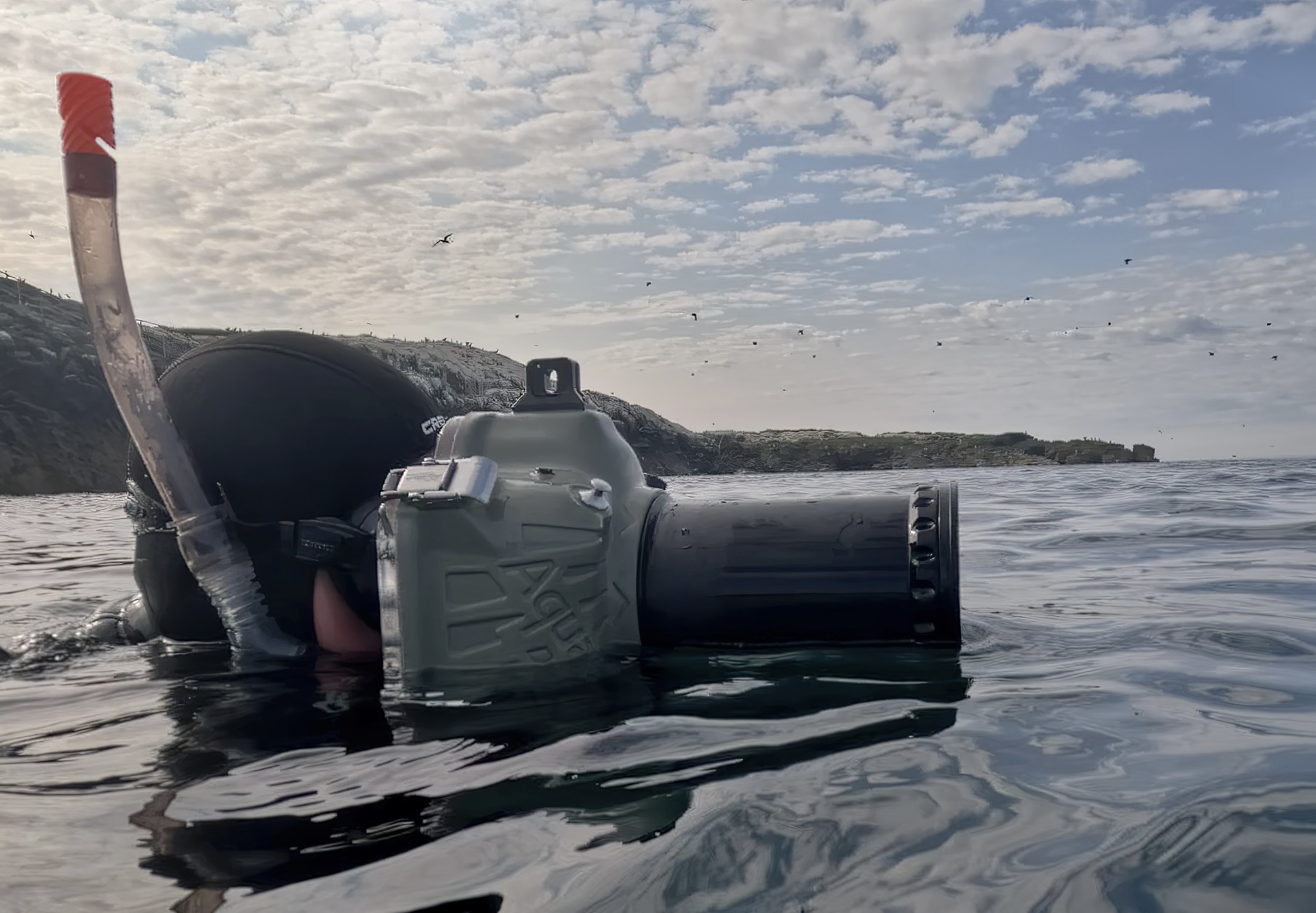Brian Matthews with underwater camera housing
